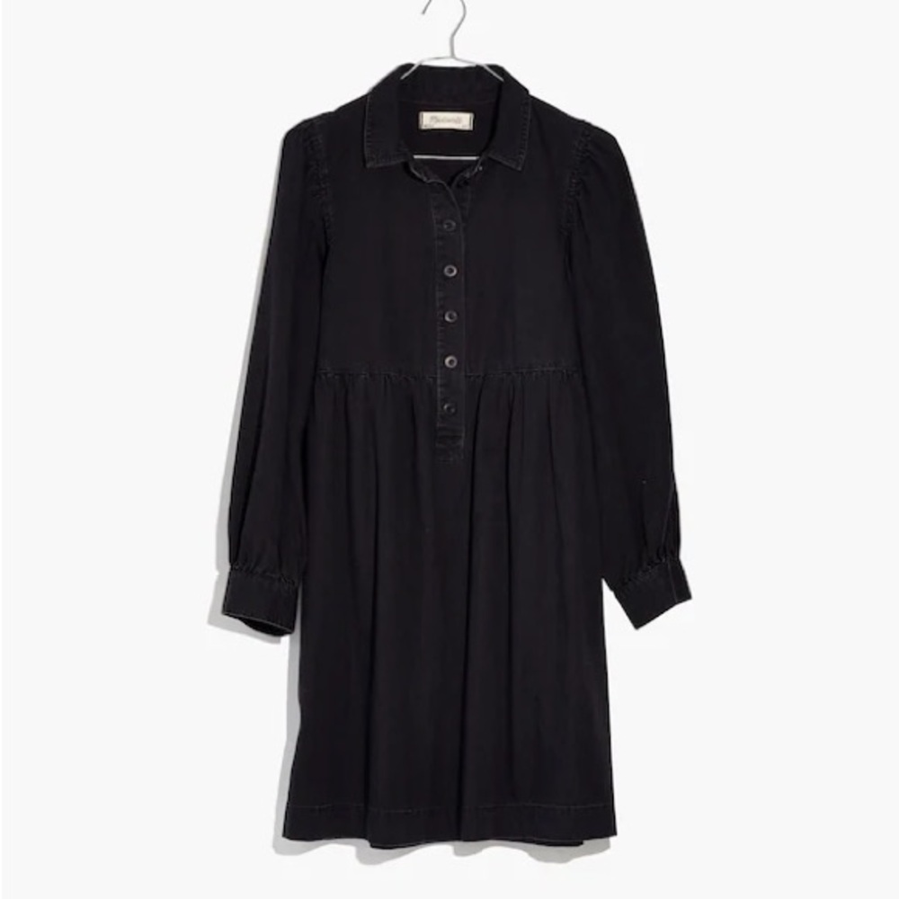 Madewell Denim Babydoll Shirtdress — Washed Black, Size S